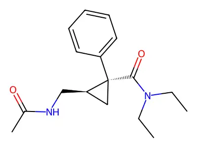 Cyclopropanecarboxamide, 2-((acetylamino)methyl)-N,N-diethyl-1-phenyl-, cis- structure