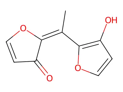 2-(1-(3-hydroxy-2-furanyl)ethylidene)-(2H)-furan-3-one structure