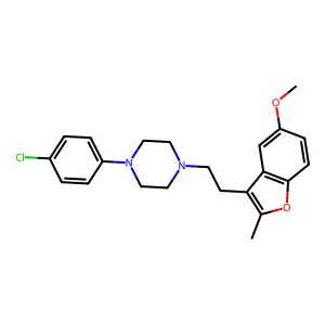 Piperazine, 1-(4-chlorophenyl)-4-(2-(5-methoxy-2-methyl-3-benzofuranyl)ethyl)- structure