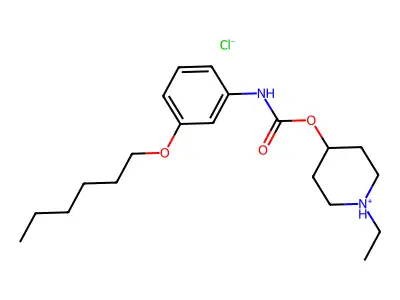 Carbanilic acid, m-(hexyloxy)-, 1-ethyl-4-piperidyl ester, hydrochloride structure