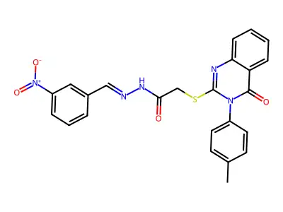 (Z)-N'-(3-nitrobenzylidene)-2-((4-oxo-3-(p-tolyl)-3,4-dihydroquinazolin-2-yl)thio)acetohydrazide structure