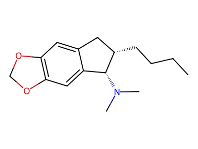 5H-Indeno(5,6-d)-1,3-dioxol-5-amine, 6,7-dihydro-6-butyl-5-N,N-dimethyl-, cis- structure