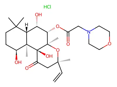 4-Morpholineacetic acid, 3-ethenyldodecahydro-1-oxo-3,4a,7,7,10a-pentamethyl-6,10,10b-trihydroxy-1H-naphtho(2,1-b)pyran-5-yl ester, hydrochloride, (3R-(3-alpha,4a-beta,5-beta,6-beta,6a-alpha,10-alpha,10a-beta,10b-beta))- structure