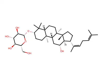 (2R,3S,4S,5R,6R)-2-(hydroxymethyl)-6-[[(8R,10R,12S,13R,14S,17S)-12-hydroxy-4,4,8,10,14-pentamethyl-17-(6-methylhepta-2,5-dien-2-yl)-2,3,5,6,7,9,11,12,13,15,16,17-dodecahydro-1H-cyclopenta[a]phenanthren-3-yl]oxy]oxane-3,4,5-triol structure