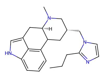 Ergoline, 6-methyl-8-((2-propyl-1H-imidazol-1-yl)methyl)-, (8-beta)- structure