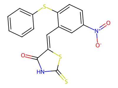 5-{[5-Nitro-2-(phenylsulfanyl)phenyl]methylene}-2-thioxo-1,3-thiazolan-4-one structure