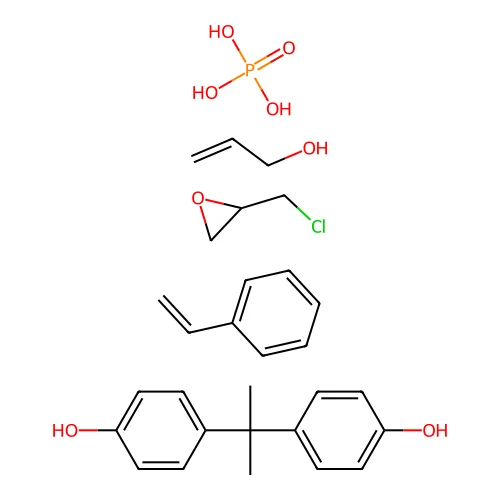 2-(chloromethyl)oxirane;4-[2-(4-hydroxyphenyl)propan-2-yl]phenol;phosphoric acid;prop-2-en-1-ol;styrene structure