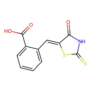 2-[(E)-(2-mercapto-4-oxo-1,3-thiazol-5(4H)-ylidene)methyl]benzoic acid structure