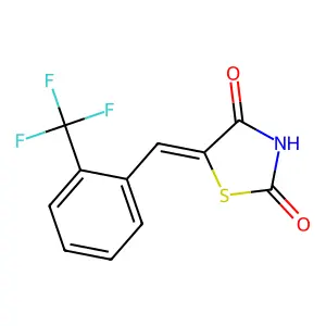 (5Z)-5-[[2-(trifluoromethyl)phenyl]methylidene]-1,3-thiazolidine-2,4-dione structure