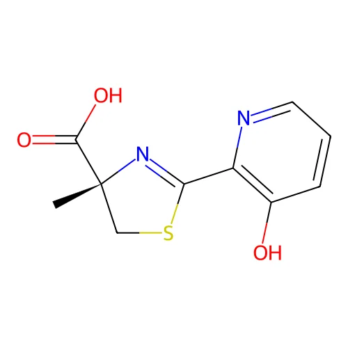 (s)-4,5-Dihydro-2-(3-hydroxy-2-pyridinyl)-4-methyl-4-thiazolecarboxylic acid structure