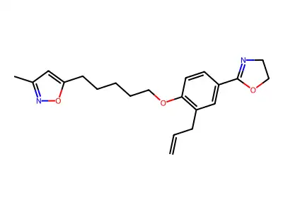 Isoxazole, 5-(5-(4-(4,5-dihydro-2-oxazolyl)-2-(2-propenyl)phenoxy)pentyl)-3-methyl- structure