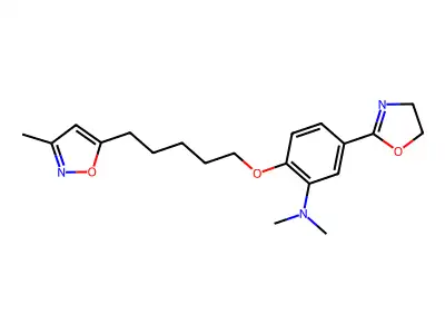 Benzenamine, 5-(4,5-dihydro-2-oxazolyl)-N,N-dimethyl-2-((5-(3-methyl-5-isoxazolyl)pentyl)oxy)- structure