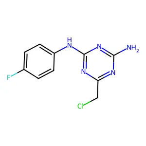 6-(chloromethyl)-2-N-(4-fluorophenyl)-1,3,5-triazine-2,4-diamine structure