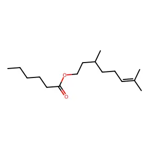 Hexanoic acid, 3,7-dimethyl-6-octen-1-yl ester structure