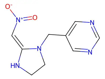 Pyrimidine, 5-((2-(nitromethylene)-1-imidazolidinyl)methyl)- structure