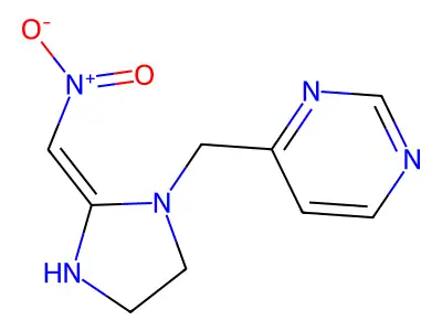 Pyrimidine, 4-((2-(nitromethylene)-1-imidazolidinyl)methyl)- structure