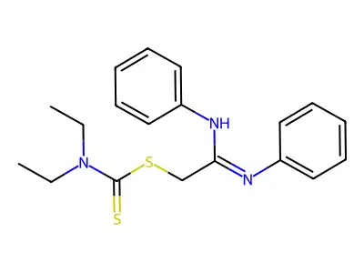 Carbamodithioic acid, diethyl-, 2-(phenylamino)-2-(phenylimino)ethyl ester structure
