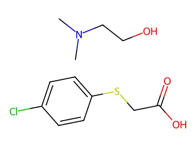 Acetic acid, ((4-chlorophenyl)thio)-, 2-(dimethylamino)ethanol (1:1) structure