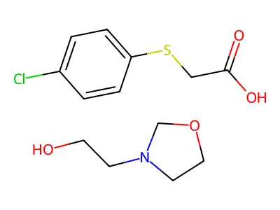 Acetic acid, ((4-chlorophenyl)thio)-, compd. with 3-oxazolidineethanol (1:1) structure