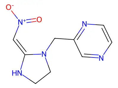 Pyrazine, 2-((2-(nitromethylene)-1-imidazolidinyl)methyl)- structure