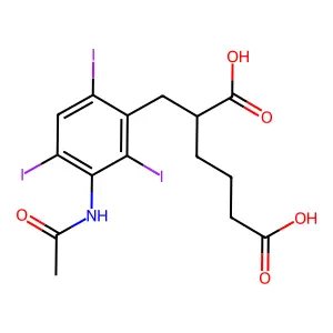 Adipic acid, 2-(3-acetamido-2,4,6-triiodobenzyl)- structure