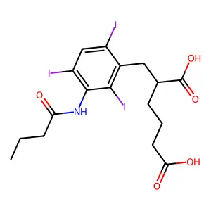 Adipic acid, 2-(3-butyramido-2,4,6-triiodobenzyl)- structure