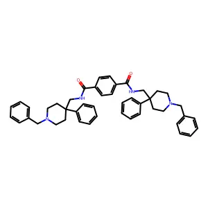 Terephthalamide, N,N'-bis(1-benzyl-4-phenyl-4-piperidylmethyl)- structure