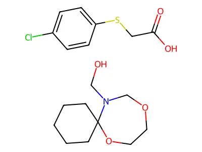((4-Chlorophenyl)thio)acetic acid 9,12-dioxa-7-azaspiro(5.6)dodecane-7-methanol (1:1) structure