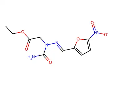 2-[1-Carbamoyl-2-(5-nitrofurfurylidene)hydrazino]acetic acid ethyl ester structure