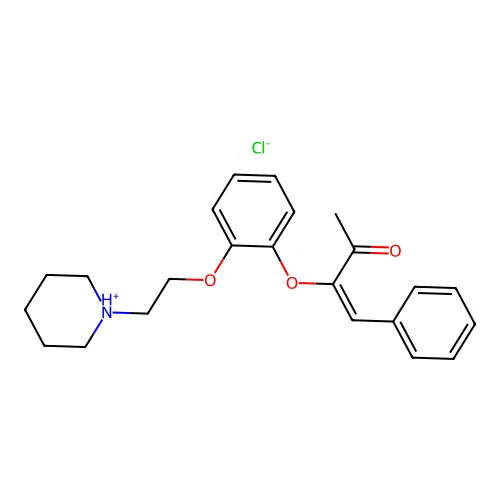 (Z)-4-Phenyl-3-(2-(2-piperidinoethoxy)phenoxy)-3-buten-2-one hydrochloride hydrate structure