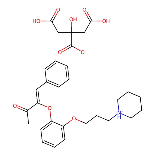 3-Buten-2-one, 4-phenyl-3-(2-(3-piperidinopropoxy)phenoxy)-, citrate (1:1), (Z)- structure
