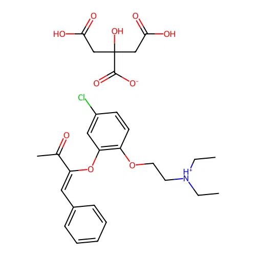 (Z)-3-(5-Chloro-2-(2-(diethylamino)ethoxy)phenoxy)-4-phenyl-3-buten-2-one citrate (1:1) structure