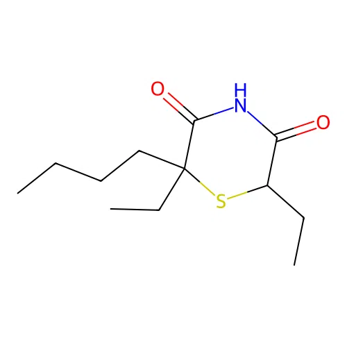 2-Butyl-2,6-diethylthiomorpholine-3,5-dione structure