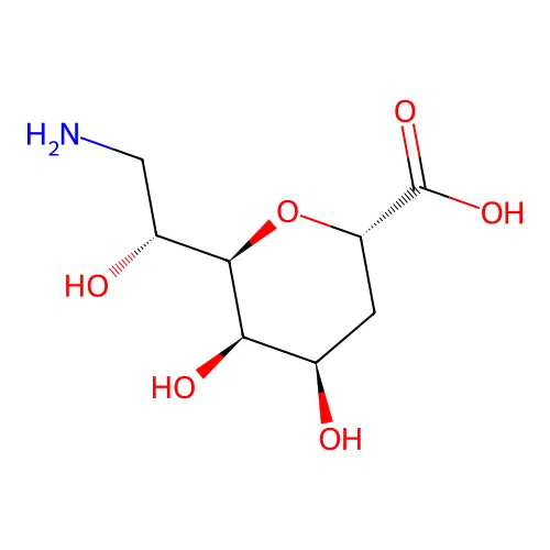 (1,5-Anhydro-7-amino-2,7-dideoxyheptopyranosyl)carboxylate structure