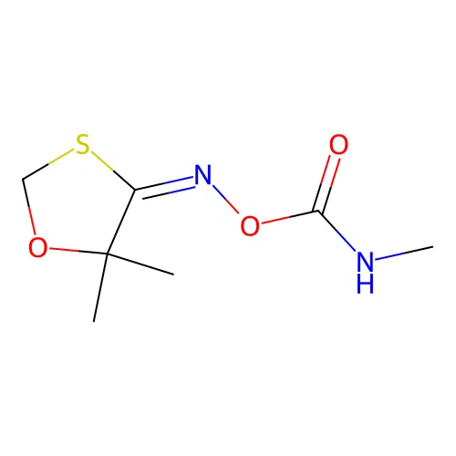 1,3-Oxathiolan-4-one, 5,5-dimethyl-, O-((methylamino)carbonyl)oxime, syn- structure