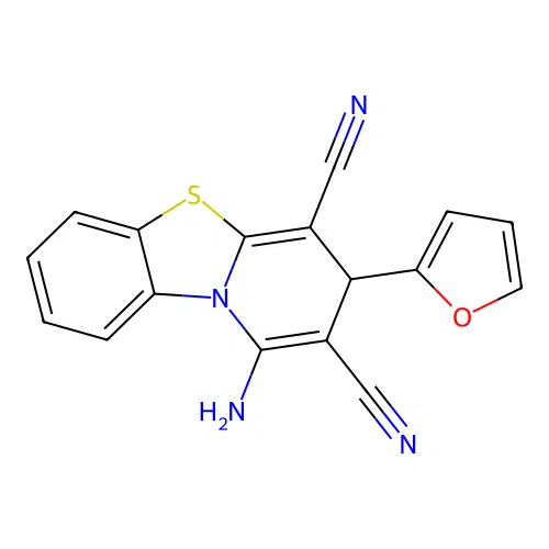 1-amino-3-(furan-2-yl)-3H-pyrido[2,1-b][1,3]benzothiazole-2,4-dicarbonitrile structure