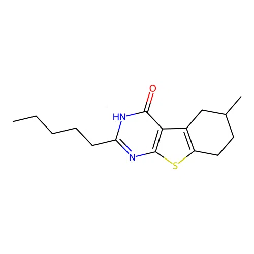 6-methyl-2-pentyl-5,6,7,8-tetrahydrobenzo[4,5]thieno[2,3-d]pyrimidin-4(3H)-one structure