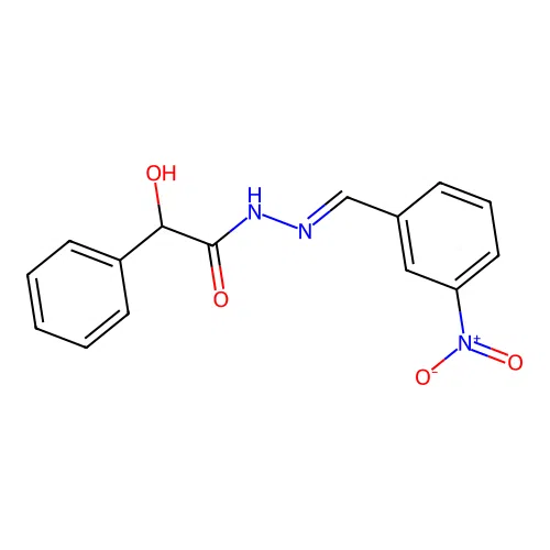 2-hydroxy-N-[(3-nitrophenyl)methylideneamino]-2-phenylacetamide structure