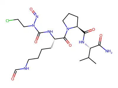 L-Valinamide, N(sup 2)-(((2-chloroethyl)nitrosoamino)carbonyl)-N(sup 6)-formyl-L-lysyl-L-prolyl- structure