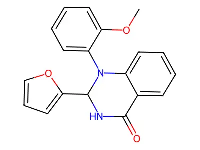 4(1H)-Quinazolinone, 2-(2-furanyl)-2,3-dihydro-1-(2-methoxyphenyl)- structure