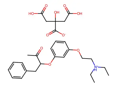 2-Butanone, 3-(2-(2-(diethylamino)ethoxy)phenoxy)-4-phenyl-, citrate (1:1) structure