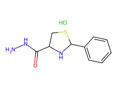 2-Phenyl-1,3-thiazolidine-4-carbohydrazonic acid--hydrogen chloride (1/1) structure