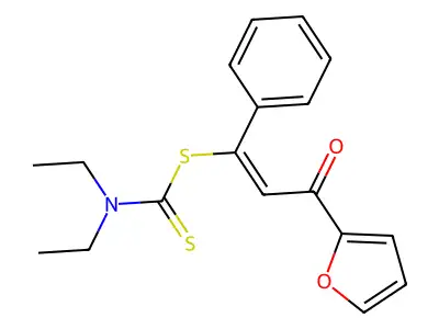 [3-(furan-2-yl)-3-oxo-1-phenylprop-1-enyl] N,N-diethylcarbamodithioate structure