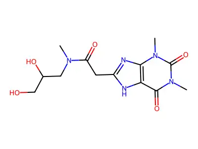 N-Methyl-N-beta,gamma-dihydroxypropyl theophyllinyl-8-acetamide structure