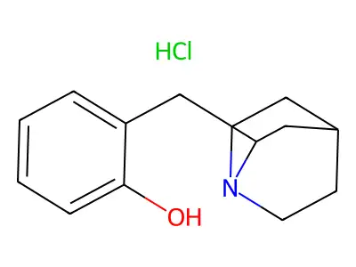 Phenol, 2-(1-azabicyclo(2.2.2)oct-2-ylmethyl)-, hydrochloride structure