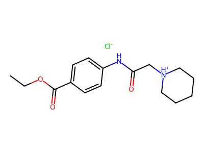 Benzoic acid, p-(2-piperidinoacetamido)-, ethyl ester, hydrochloride structure