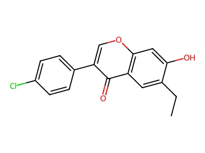 4H-1-Benzopyran-4-one, 3-(4-chlorophenyl)-6-ethyl-7-hydroxy- structure