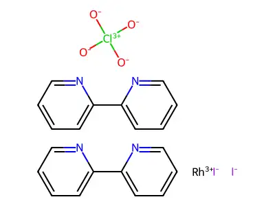 Rhodium(1+), bis(2,2'-bipyridine-N,N')diiodo-, (OC-6-22)-, perchlorate structure