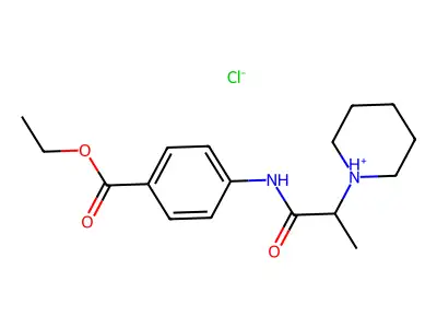 Benzoic acid, p-(2-piperidinopropionamido)-, ethyl ester, hydrochloride structure