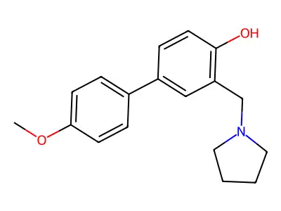 (1,1'-Biphenyl)-4-ol, 4'-methoxy-3-(1-pyrrolidinylmethyl)- structure
